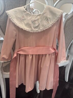 Edgehill collection Pink Girls Dress with nutcracker Embroidered Collar